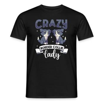 Crazy Border Collie Lady - Border Collie - T-shirt homme - noir - Devant - AI Model Male 178 light (178cm)