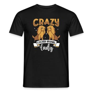 Crazy Cocker Spaniel Lady - Cocker Spaniel - Men's T-Shirt - black - Front - AI Model Male 178 light (178cm)