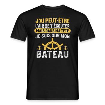 dans ma tête je suis sur mon bateau - T-shirt homme - noir - Devant - AI Model Male 178 light (178cm)