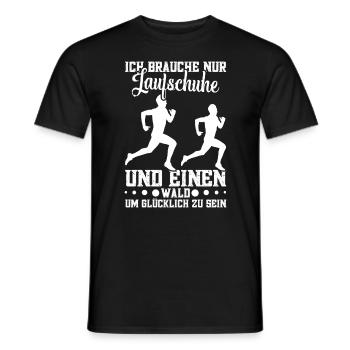 Joggen Laufschuhe Joggerin Laufen im Wald Waldlauf - Männer T-Shirt - Schwarz - Vorne - AI Model Male 178 light (178cm)