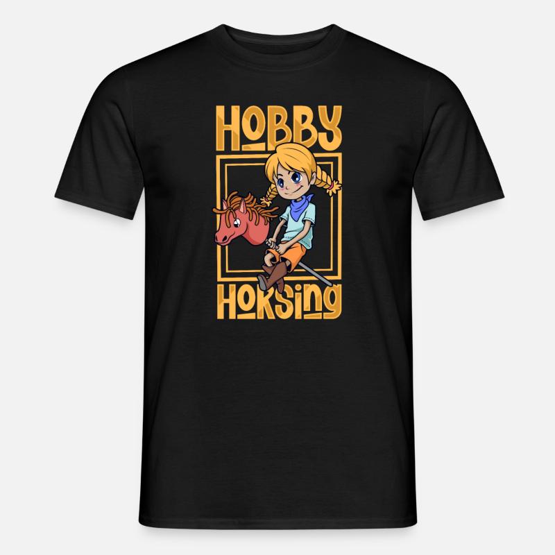 Mädchen beim Hobby Horsing - Männer T-Shirt - Schwarz