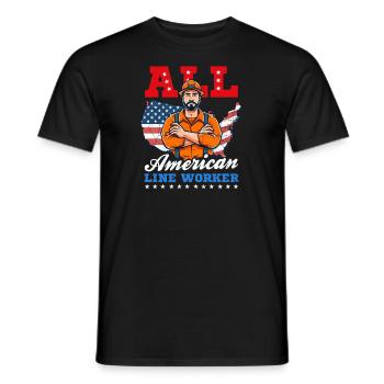 Lineman Pole, alle amerikanischen Leitungsarbeiter - Männer T-Shirt - Schwarz - Vorne - AI Model Male 178 light (178cm)