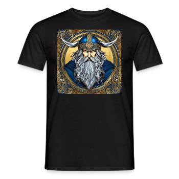 Stolzer Wikinger mit Hörner Helm - Männer T-Shirt - Schwarz - Vorne - AI Model Male 178 light (178cm)