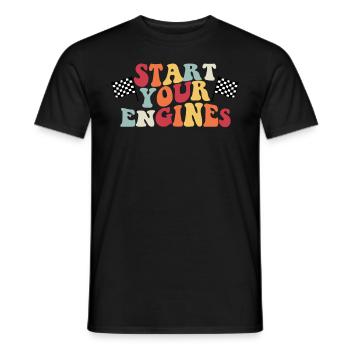 Starten Sie Ihren Motor Racer Retro Racing Start M - Männer T-Shirt - Schwarz - Vorne - AI Model Male 178 light (178cm)