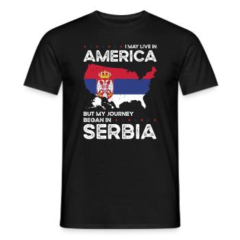 Serbian American Patriot USA Grown Serbia US Flag - Men's T-Shirt - black - Front - AI Model Male 178 light (178cm)