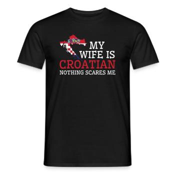 Nothing Scares Me My Wife Is Croatian Husband - Men's T-Shirt - black - Front - AI Model Male 178 light (178cm)