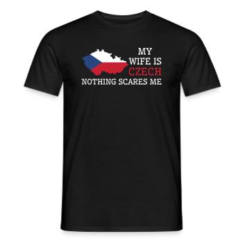 Nichts macht mir Angst Meine Frau ist tschechisch - Männer T-Shirt - Schwarz - Vorne - AI Model Male 178 light (178cm)