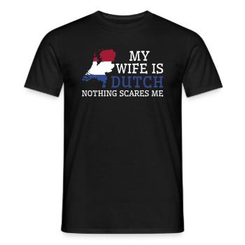 Nothing Scares Me My Wife Is Dutch Husband - Men's T-Shirt - black - Front - AI Model Male 178 light (178cm)