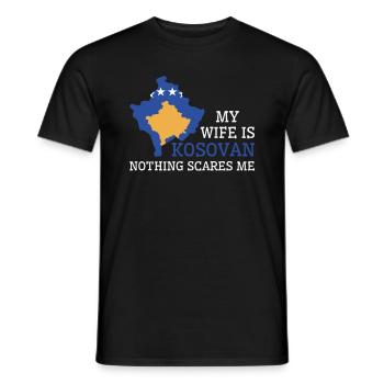 Nothing Scares Me My Wife Is Kosovan Husband - Men's T-Shirt - black - Front - AI Model Male 178 light (178cm)
