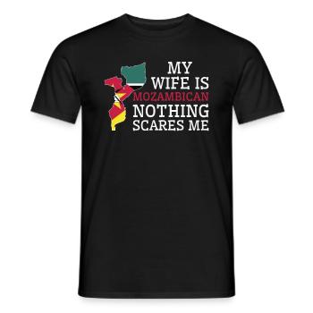 Nothing Scares Me My Wife Is Mozambican Husband - Men's T-Shirt - black - Front - AI Model Male 178 light (178cm)