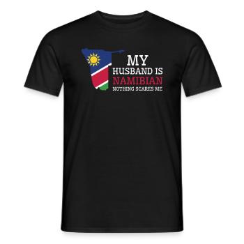 Nothing Scares Me My Wife Is Namibian Husband - Men's T-Shirt - black - Front - AI Model Male 178 light (178cm)