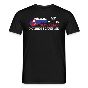 Nothing Scares Me My Wife Is Slovakian Husband - Men's T-Shirt - black - Front - AI Model Male 178 light (178cm)