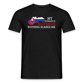 Nothing Scares Me My Wife Is Slovakian Husband - Men's T-Shirt - black - Front - AI Model Male 178 light (178cm)