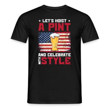 USA Independence Beer Drinking Freedom - Men's T-Shirt - black - Front - AI Model Male 178 light (178cm)