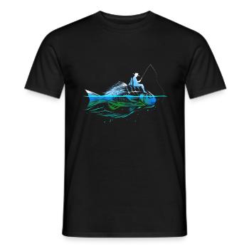 Angler with Fishing Rod Fishing Holiday Gift for - Men's T-Shirt - black - Front - AI Model Male 178 light (178cm)