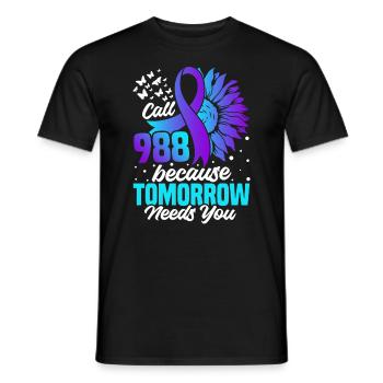 Bande de prévention du suicide : Sensibilisation à la - T-shirt homme - noir - Devant - AI Model Male 178 light (178cm)