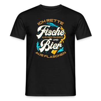 Fische und Bier Angler Geschenk zum Fischen Angeln - Männer T-Shirt - Schwarz - Vorne - AI Model Male 178 light (178cm)