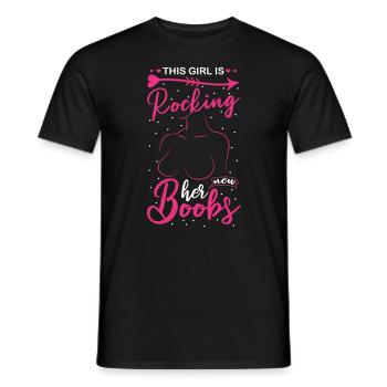 Boucle d’épingle pour le cancer du sein - T-shirt homme - noir - Devant - AI Model Male 178 light (178cm)