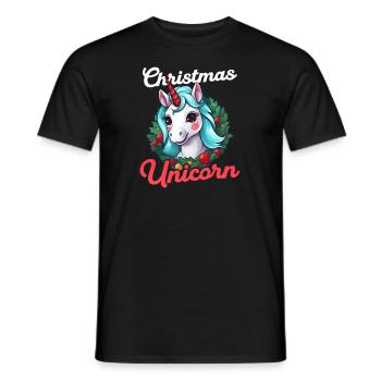 Weihnachten Einhorn Einhorn mit Weihnachtsdeko - Männer T-Shirt - Schwarz - Vorne - AI Model Male 178 light (178cm)