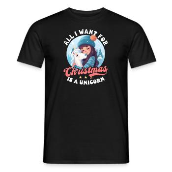 Licorne de Noël Tout ce que je veux, c’est une licorne - T-shirt homme - noir - Devant - AI Model Male 178 light (178cm)