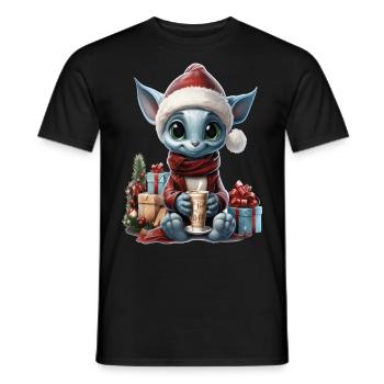 Gnomie der blaue Weihnachtsgnom. - Männer T-Shirt - Schwarz - Vorne - AI Model Male 178 light (178cm)