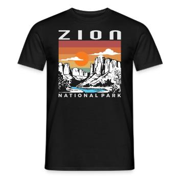 Zion Nationalpark Retro Utah Zion Nationalpark - Männer T-Shirt - Schwarz - Vorne - AI Model Male 178 light (178cm)