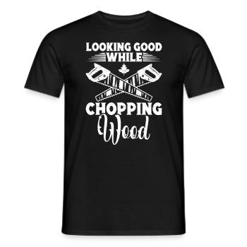 Wood chippers Lumberjack Lumberjack Tree care - Men's T-Shirt - black - Front - AI Model Male 178 light (178cm)