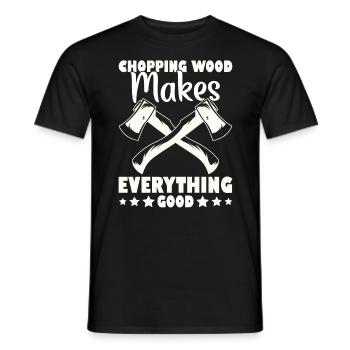 Arborist Tools Lumberjack Equipment Wooden Barrels - Men's T-Shirt - black - Front - AI Model Male 178 light (178cm)