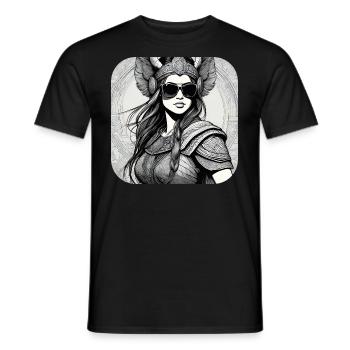 Moderne Stolze Wikingerin mit Sonnenbrille - Männer T-Shirt - Schwarz - Vorne - AI Model Male 178 light (178cm)