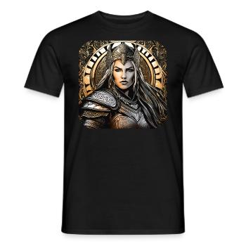 Proud Viking Germanin Shieldmaiden - Men's T-Shirt - black - Front - AI Model Male 178 light (178cm)