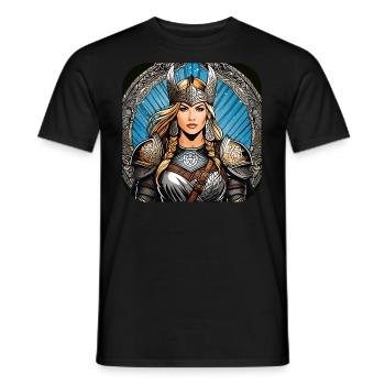 Proud Viking German Woman - Men's T-Shirt - black - Front - AI Model Male 178 light (178cm)