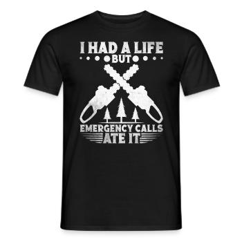 Arborist Helmet Lumberjack Work Boots Tools - Men's T-Shirt - black - Front - AI Model Male 178 light (178cm)
