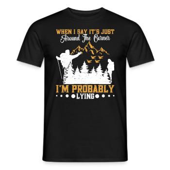 Wanderausrüstung Bergsteigen Bergsteiger Wanderer - Männer T-Shirt - Schwarz - Vorne - AI Model Male 178 light (178cm)