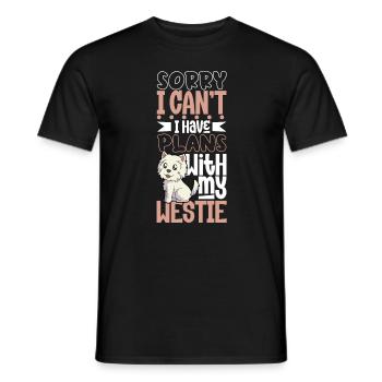 Projets avec mon West Highland Terrier - T-shirt homme - noir - Devant - AI Model Male 178 light (178cm)