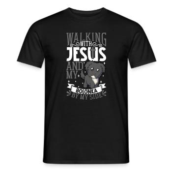 Jésus et le chien - Bolonka Zwetna - T-shirt homme - noir - Devant - AI Model Male 178 light (178cm)
