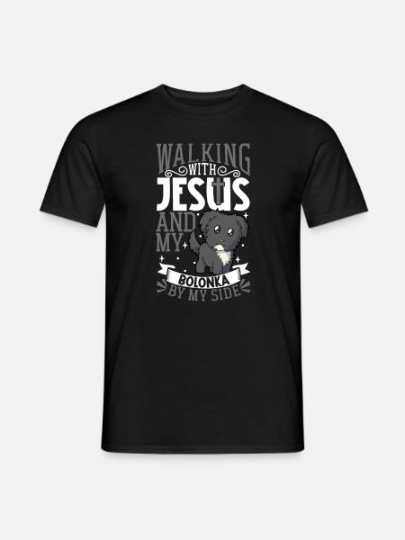 Jeesus ja koira - Bolonka Zwetna - Miesten T-paita - musta