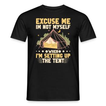 Men's Camping Gear Camping Tent Hiking - Men's T-Shirt - black - Front - AI Model Male 178 light (178cm)