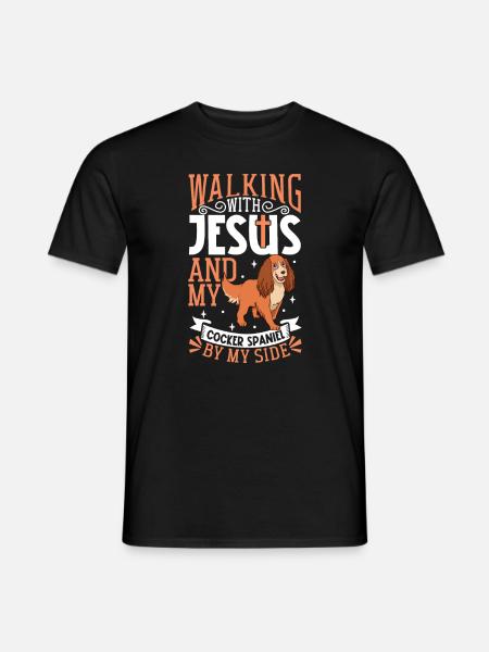 Jésus et son chien - cocker - T-shirt homme - noir