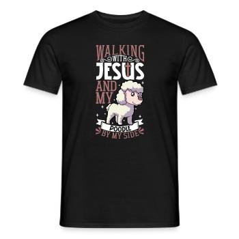 Jésus et chien - Caniche - T-shirt homme - noir - Devant - AI Model Male 178 light (178cm)