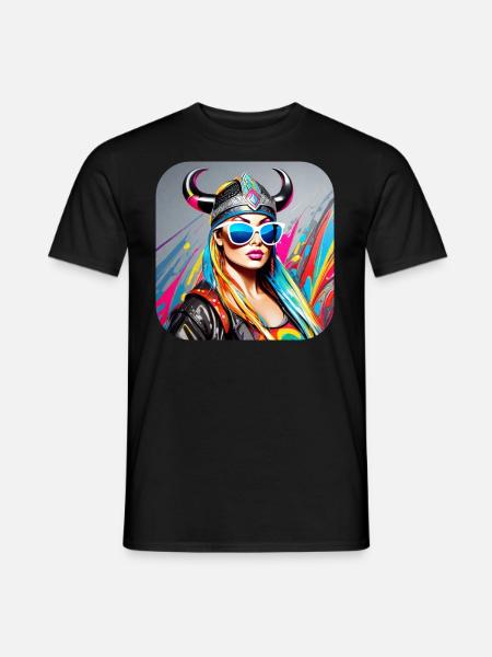Moderne Stolze Wikingerin mit Sonnenbrille - Männer T-Shirt - Schwarz