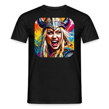 Viking in graffiti style - Men's T-Shirt - black - Front - AI Model Male 178 light (178cm)