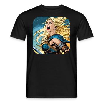 Trotse Viking Germanin Shieldmaiden - Heren T-shirt - zwart - Voor - AI Model Male 178 light (178cm)