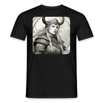 Stolze Wikingerin Germanin Schildmaid - Männer T-Shirt - Schwarz - Vorne - AI Model Male 178 light (178cm)