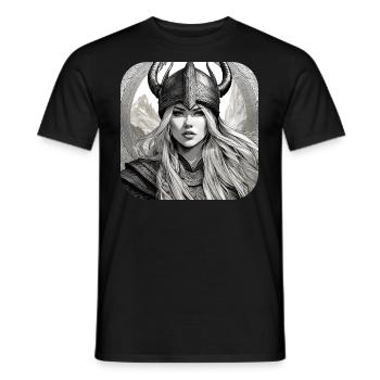 Proud Viking Germanin Shieldmaiden - Men's T-Shirt - black - Front - AI Model Male 178 light (178cm)