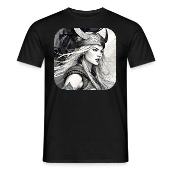 Proud Viking Germanin Shieldmaiden - Men's T-Shirt - black - Front - AI Model Male 178 light (178cm)