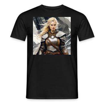 Trotse Viking Germanin Shieldmaiden - Heren T-shirt - zwart - Voor - AI Model Male 178 light (178cm)