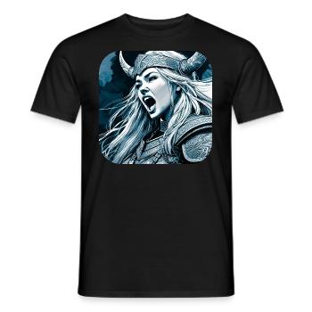 Proud Viking Germanin Shieldmaiden - Men's T-Shirt - black - Front - AI Model Male 178 light (178cm)