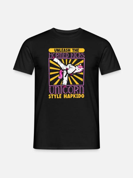 Einhorn macht Hapkido - Männer T-Shirt - Schwarz