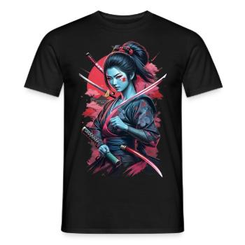 Katana Japonais Femme - T-shirt homme - noir - Devant - AI Model Male 178 light (178cm)