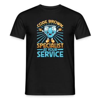 Code Braun Spezialist - Baby Wickeln - Männer T-Shirt - Schwarz - Vorne - AI Model Male 178 light (178cm)